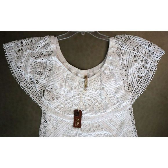 XCVI 14183 Women's Sz Medium White Signy Drapey Crochet Top Blouse $128 - Picture 12 of 16